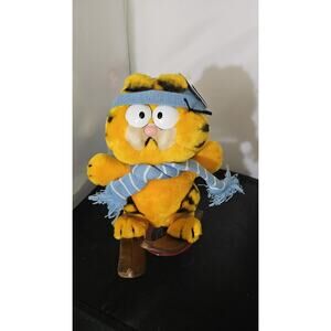 Vintage Garfield Plush Skiing Skis Winter 9" Stuffed Animal Dakin 1981